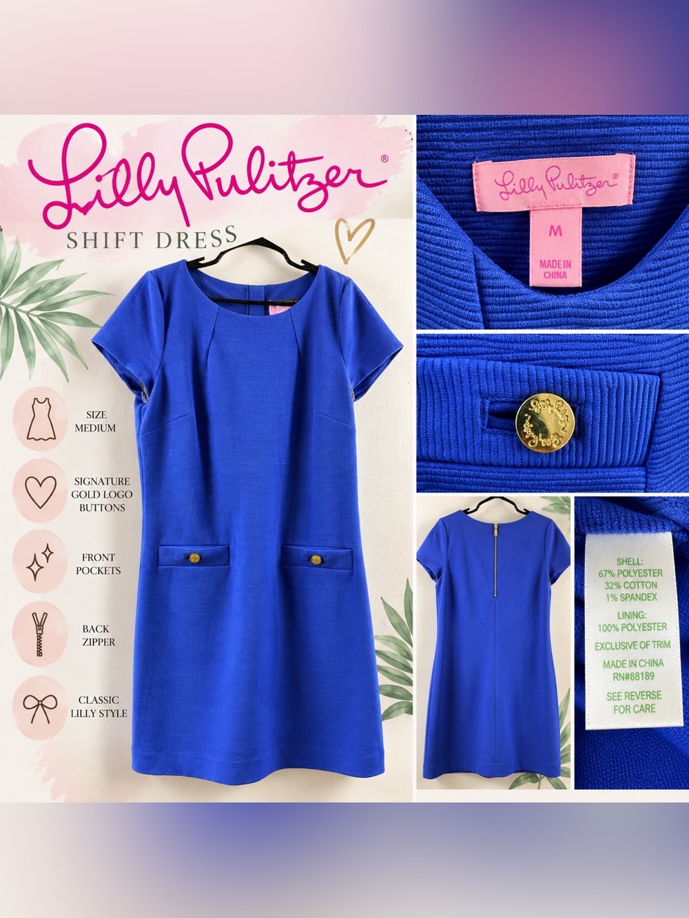 Lilly Pulitzer Cobalt Blue Pocket Shift Dress